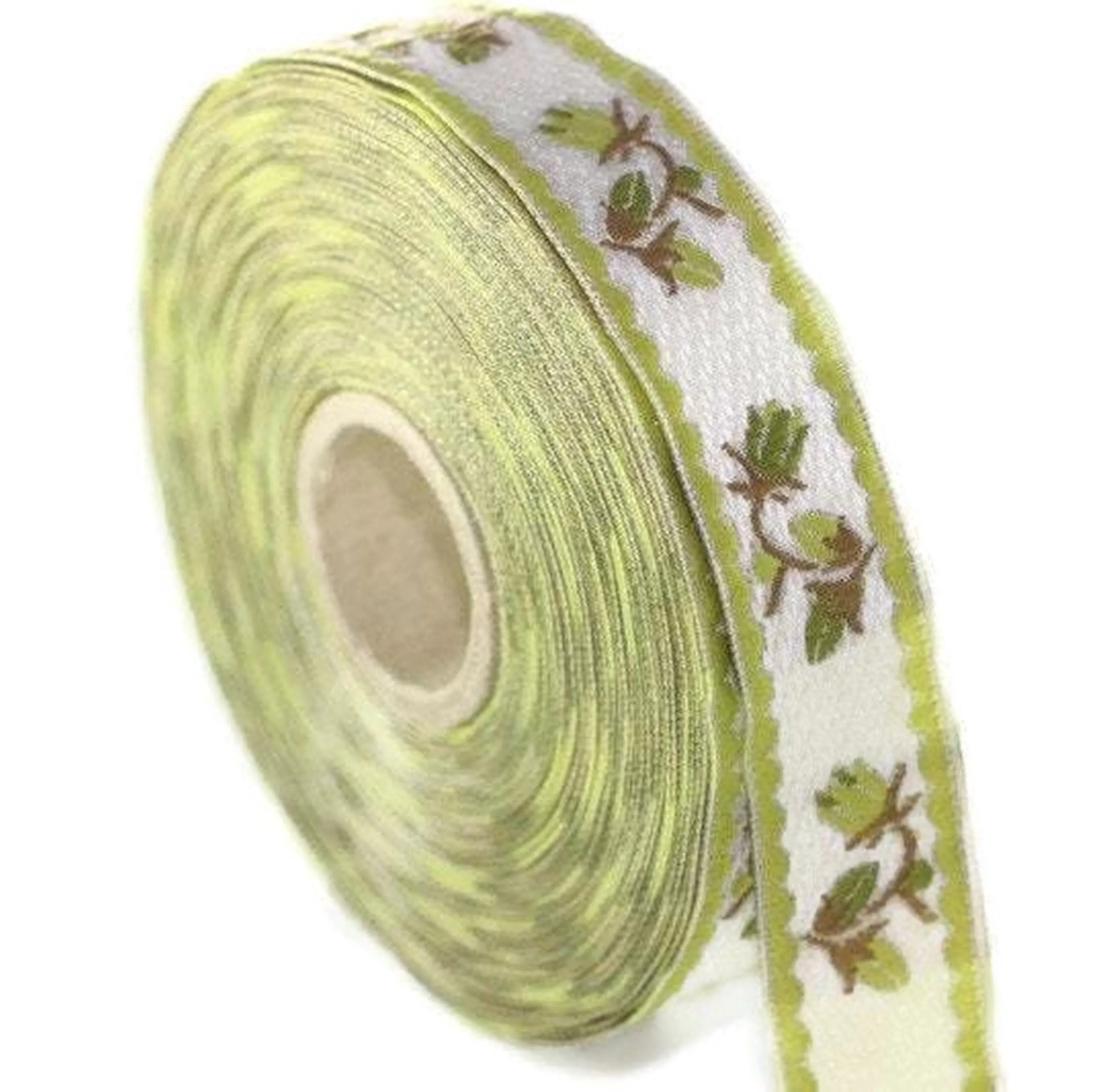 20 mm Green&white floral Jacquard ribbons (0.78 inches), jacquard trim, Decorative Craft Ribbon, Sewing trim, trim, embroidered ribbon