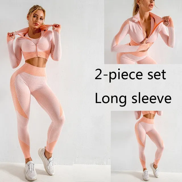 3 Piece Women Sport Wear Leggings High Support Bra Crop Top Workout Gym Yoga Suits