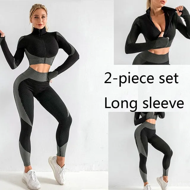 3 Piece Women Sport Wear Leggings High Support Bra Crop Top Workout Gym Yoga Suits