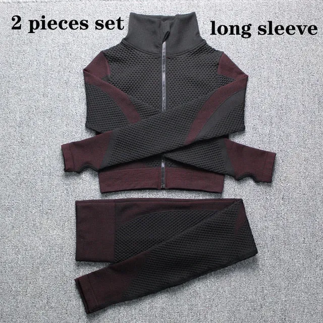 3 Piece Women Sport Wear Leggings High Support Bra Crop Top Workout Gym Yoga Suits
