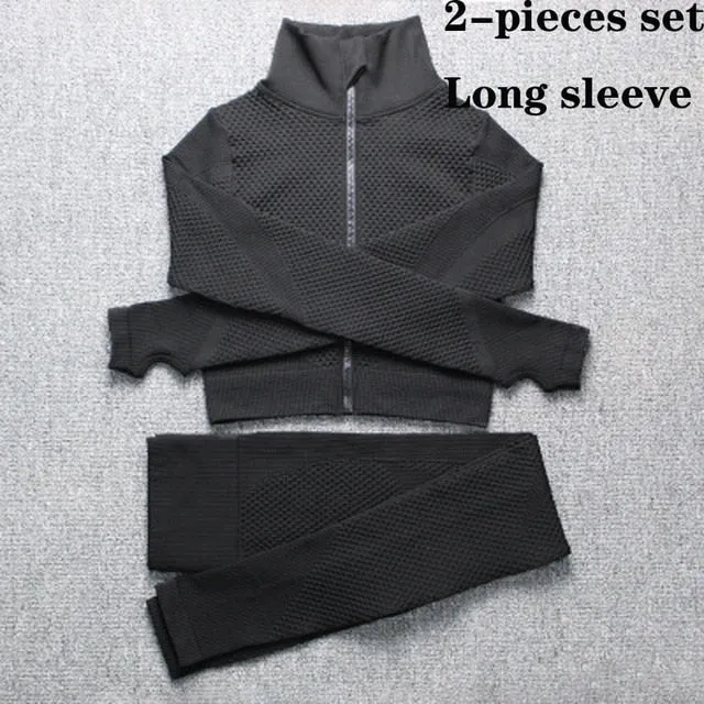 3 Piece Women Sport Wear Leggings High Support Bra Crop Top Workout Gym Yoga Suits