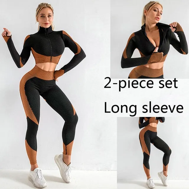 3 Piece Women Sport Wear Leggings High Support Bra Crop Top Workout Gym Yoga Suits