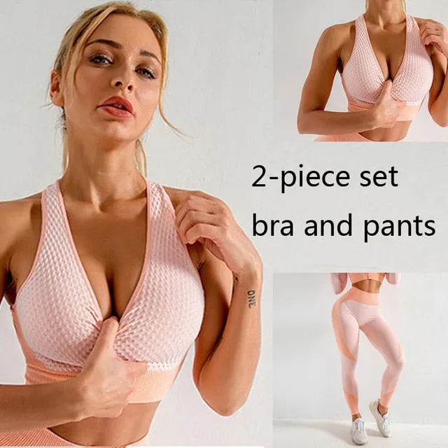 3 Piece Women Sport Wear Leggings High Support Bra Crop Top Workout Gym Yoga Suits