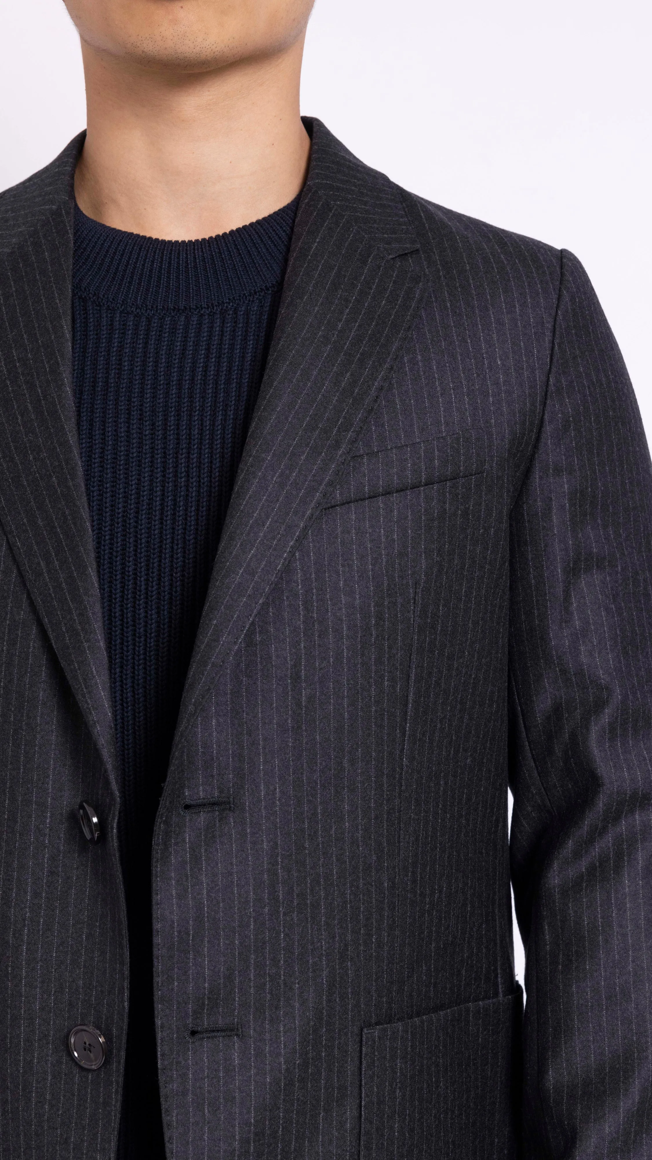 AMI PARIS GRAY PIN-STRIPE 2 BUTTON BLAZER