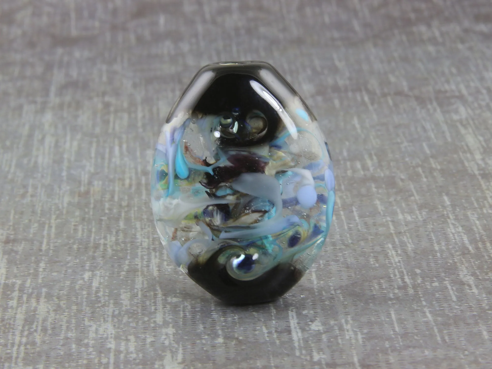 Aqua Blue Abstract Lampwork Focal Bead SRA