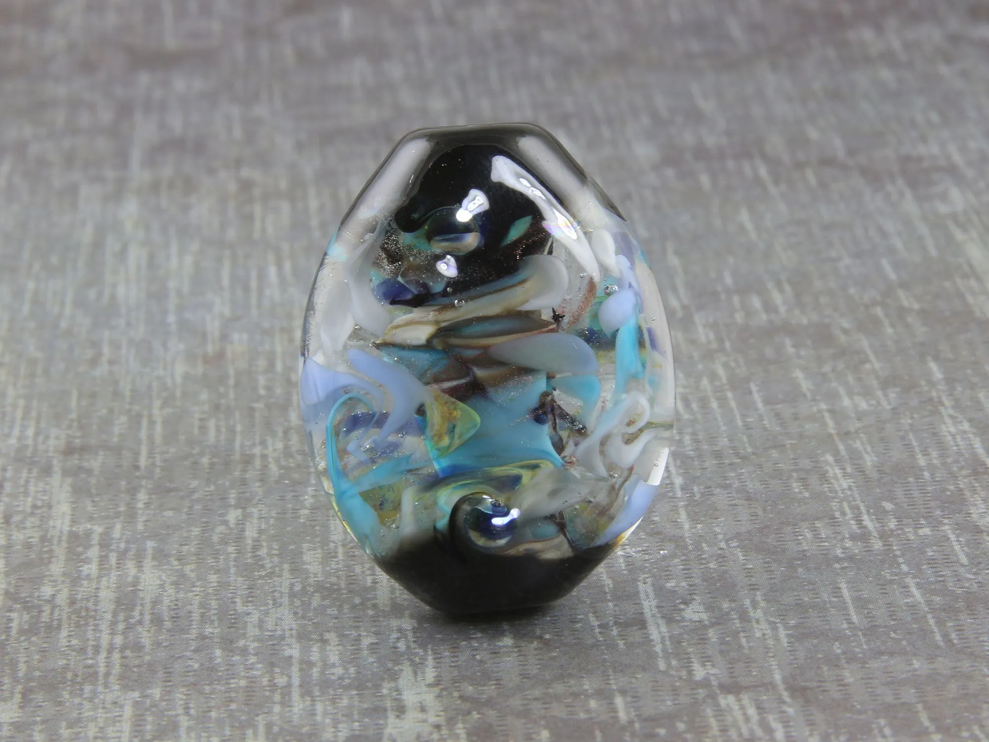 Aqua Blue Abstract Lampwork Focal Bead SRA