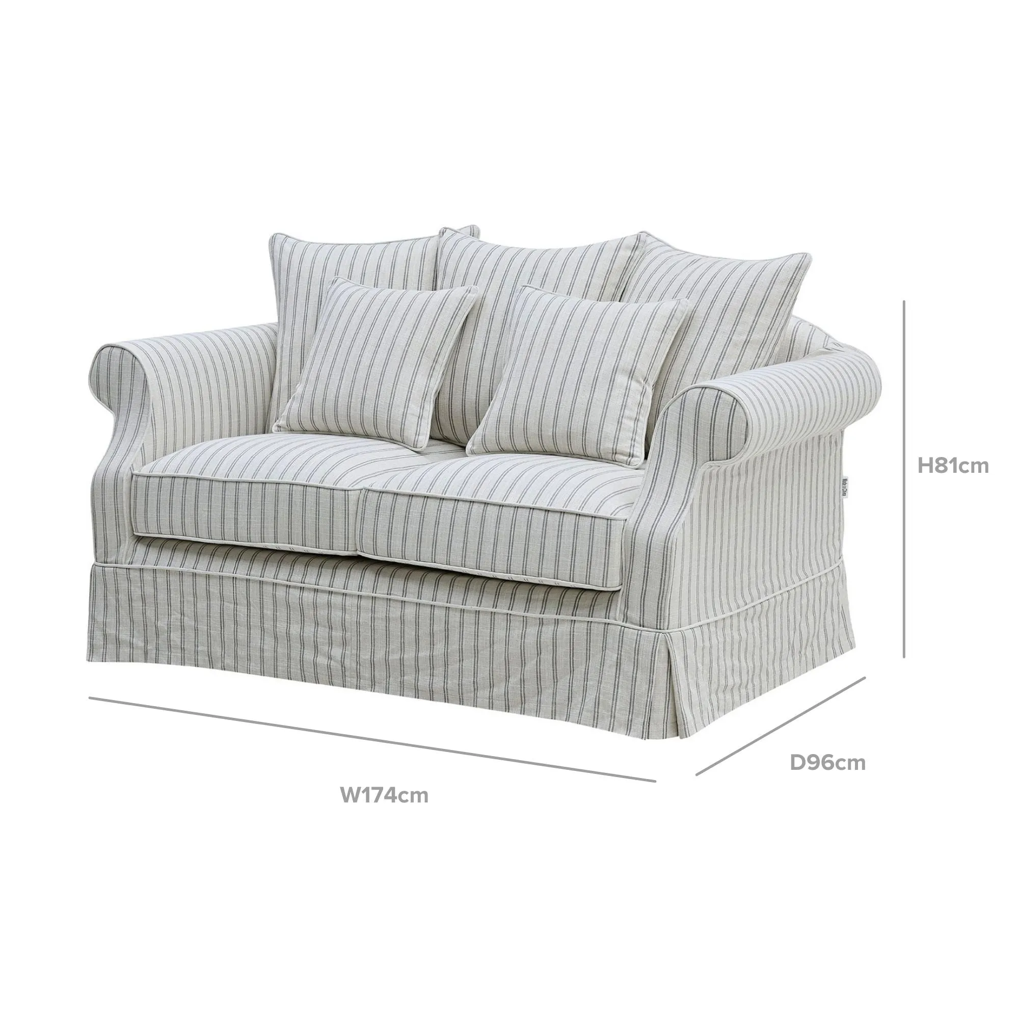 Avalon Hamptons 2 Seat Sofa Stone Stripe