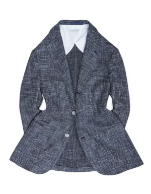 Barba Napoli - Blue/White Wool/Cotton/Silk Sports Jacket 52
