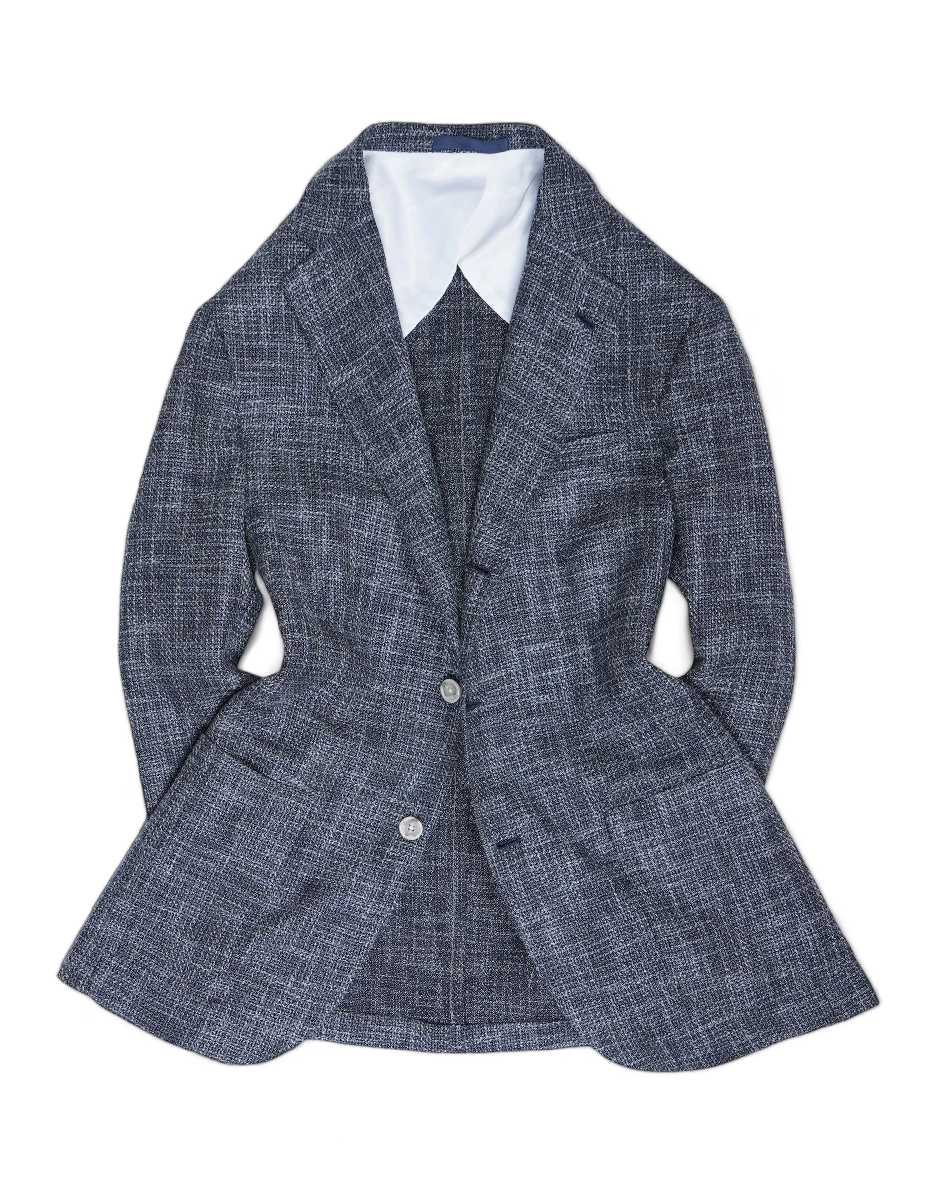 Barba Napoli - Blue/White Wool/Cotton/Silk Sports Jacket 52