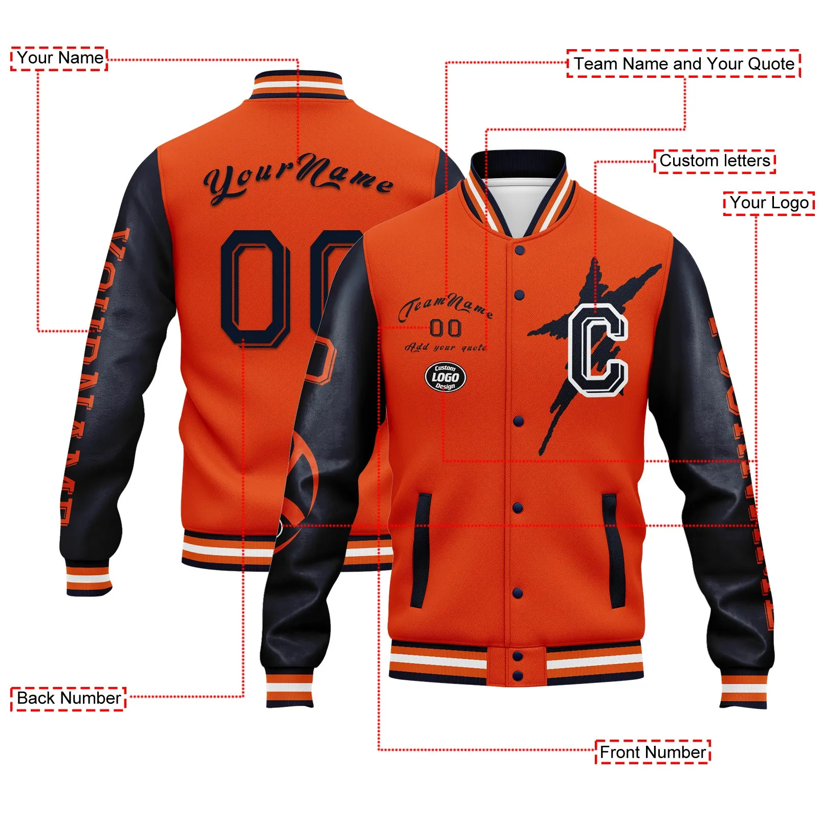 Custom Blue Orange Chicago Jacket and Sports Shoes Combo Offer Personalized Combo ZH-D020294-7