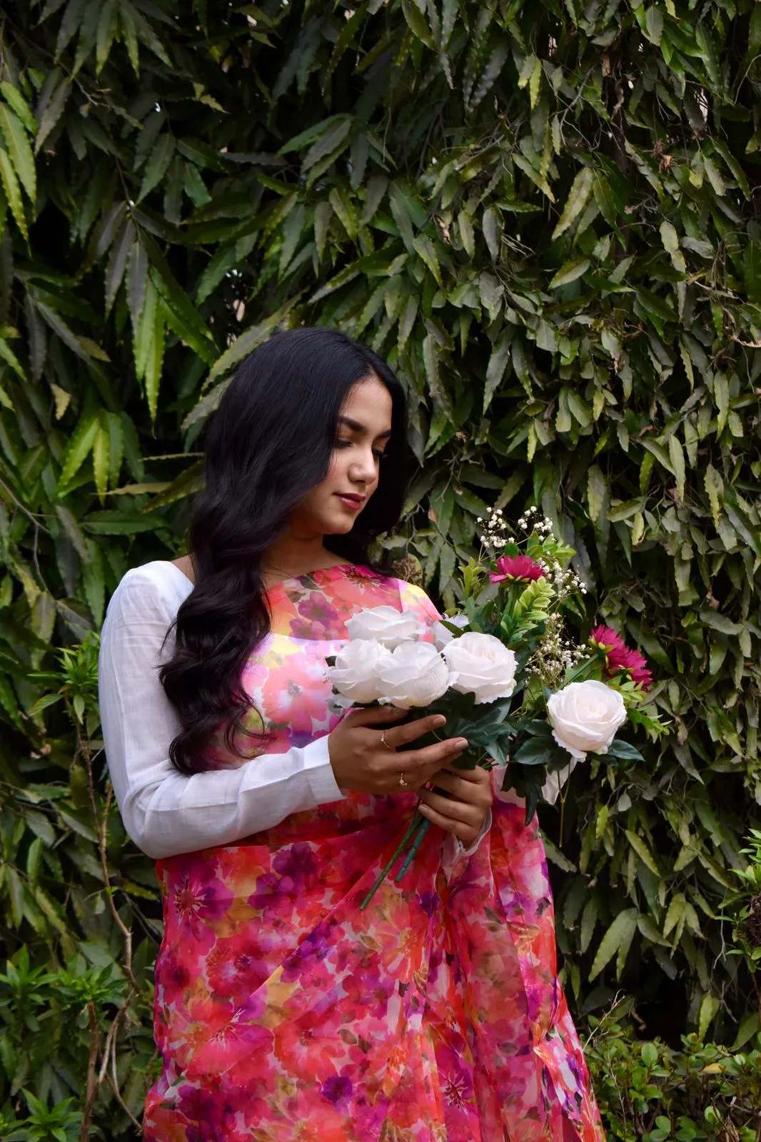 Digital Printed Organza: Floral Whisper