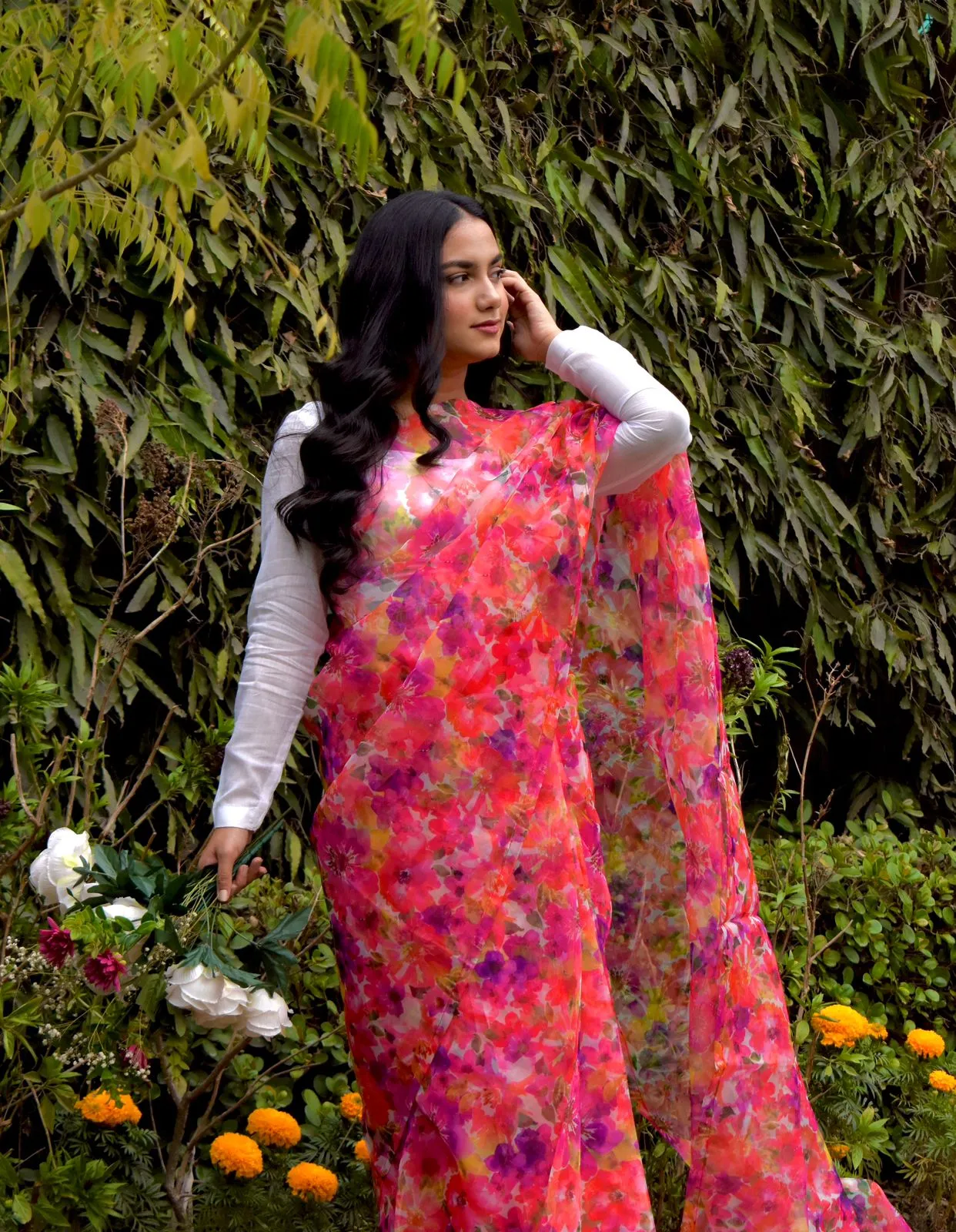 Digital Printed Organza: Floral Whisper