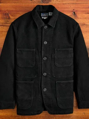 Double Cloth Sashiko Coverall Jacket in Black