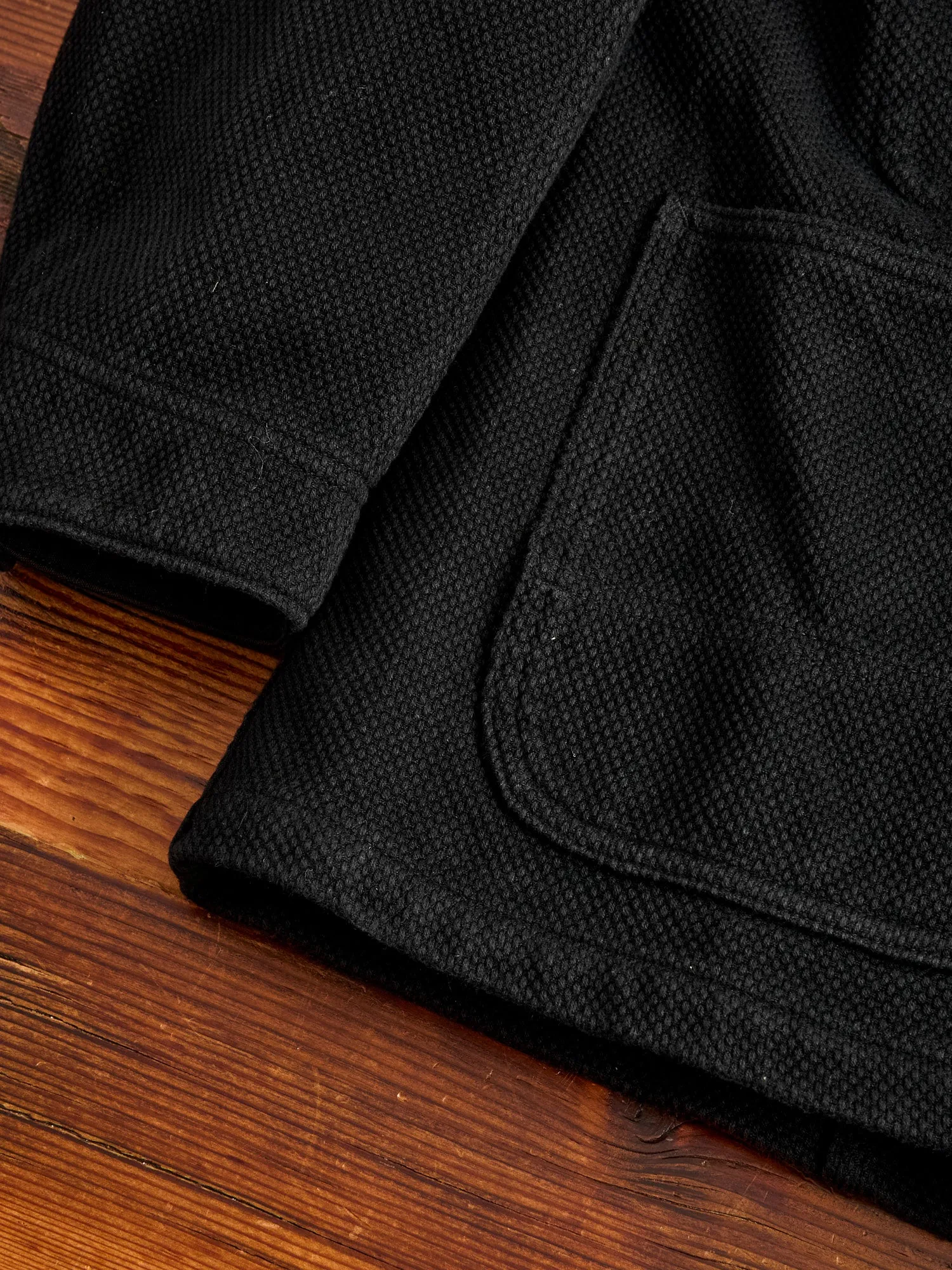 Double Cloth Sashiko Coverall Jacket in Black