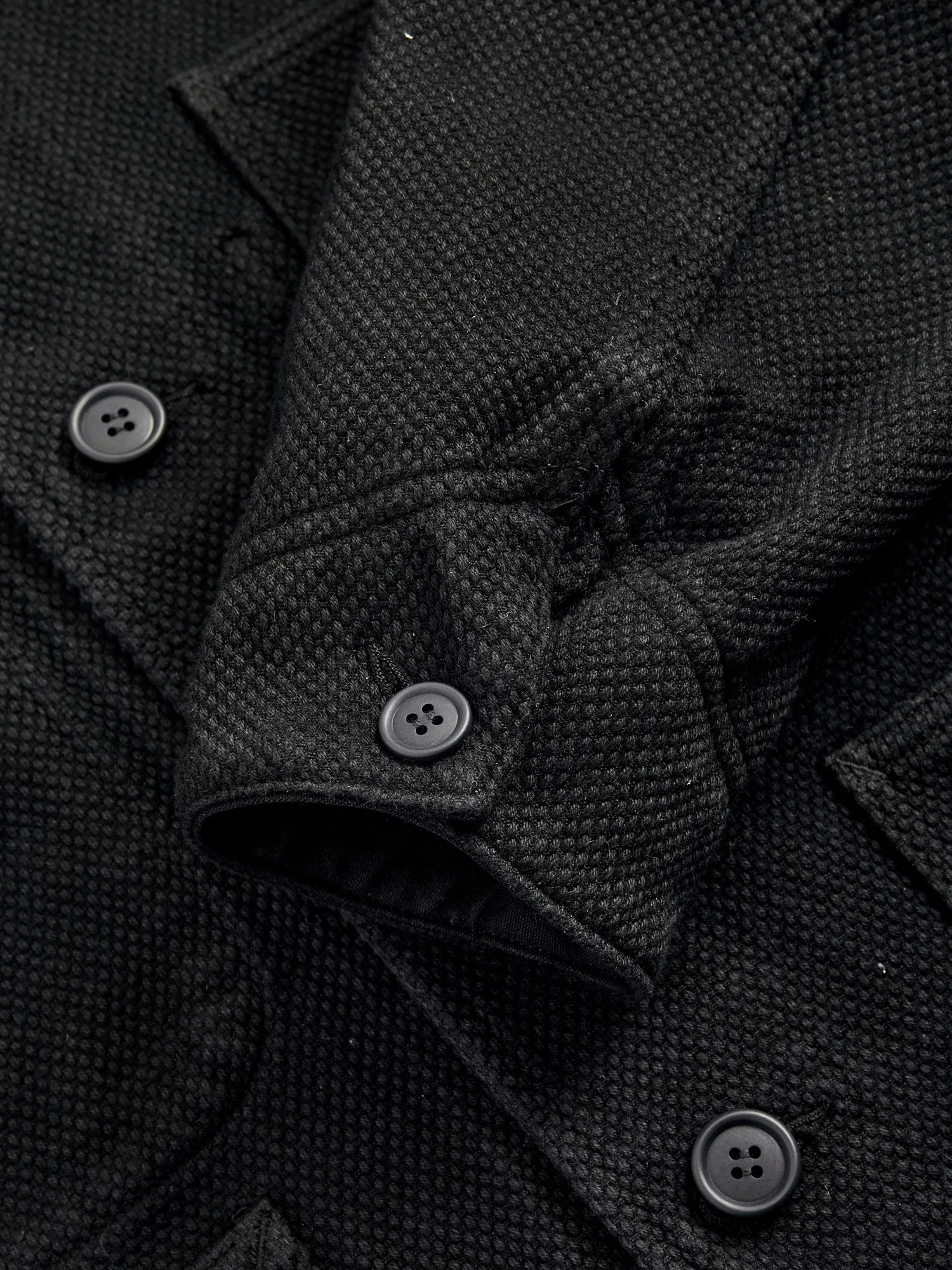 Double Cloth Sashiko Coverall Jacket in Black