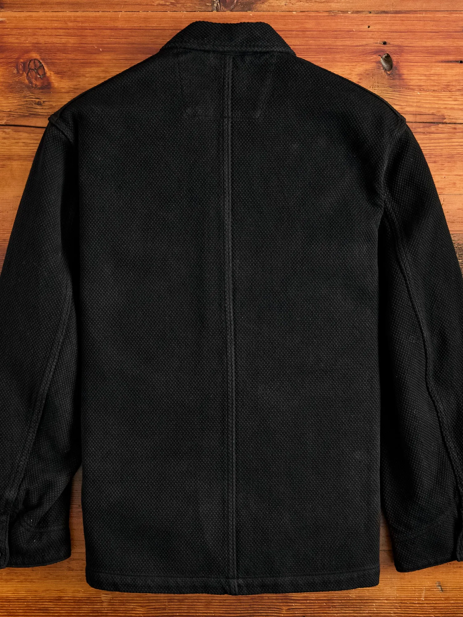 Double Cloth Sashiko Coverall Jacket in Black