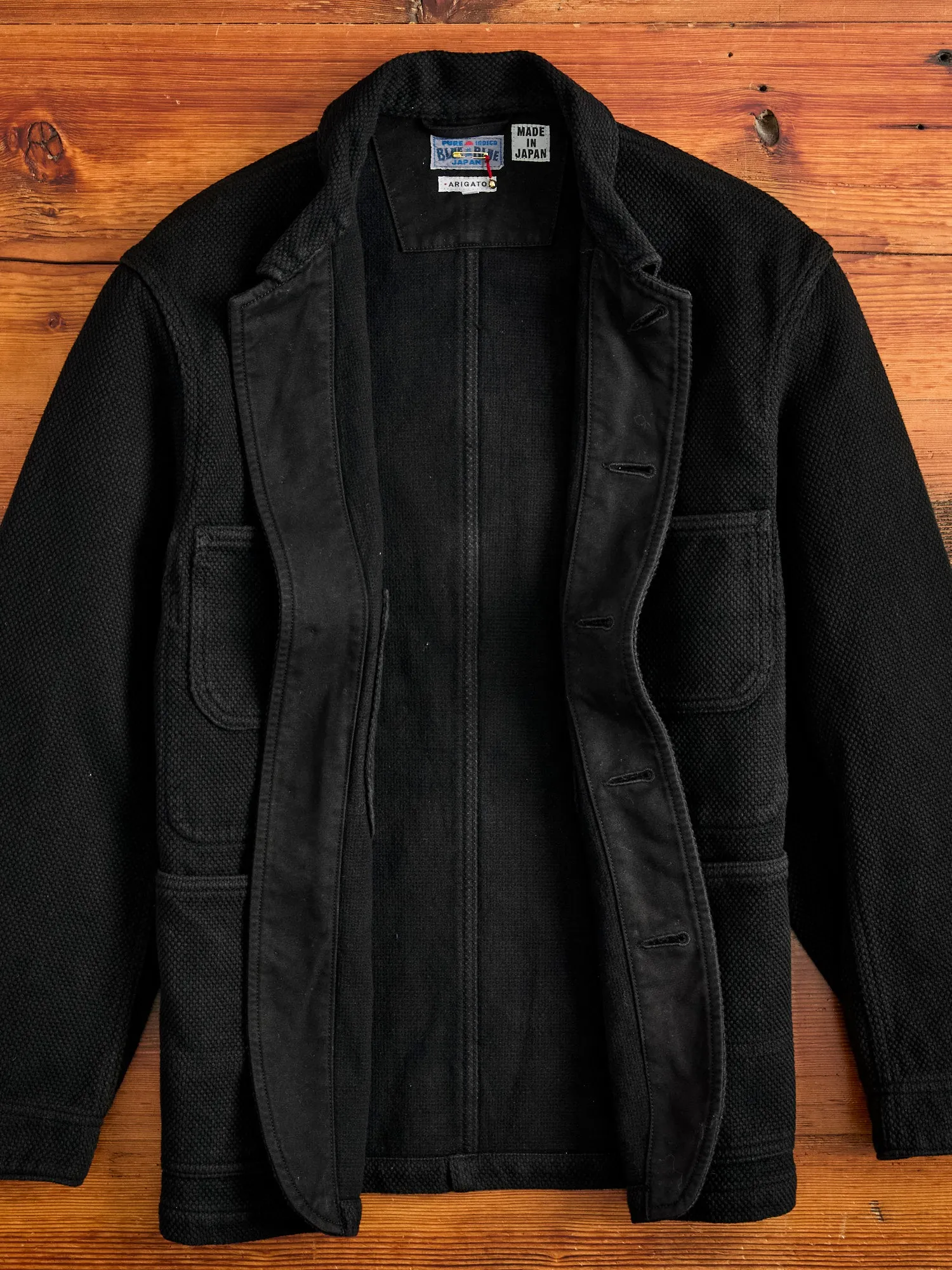Double Cloth Sashiko Coverall Jacket in Black