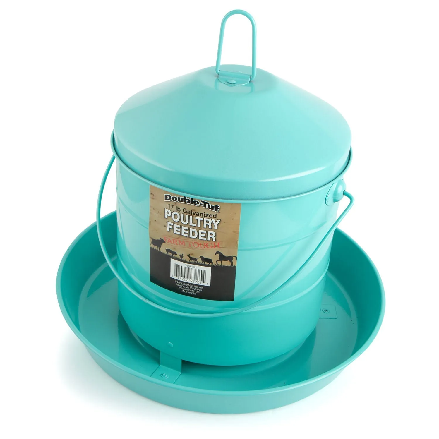 Double-Tuf 17 lb Painted Poultry Feeder, Seafoam Green