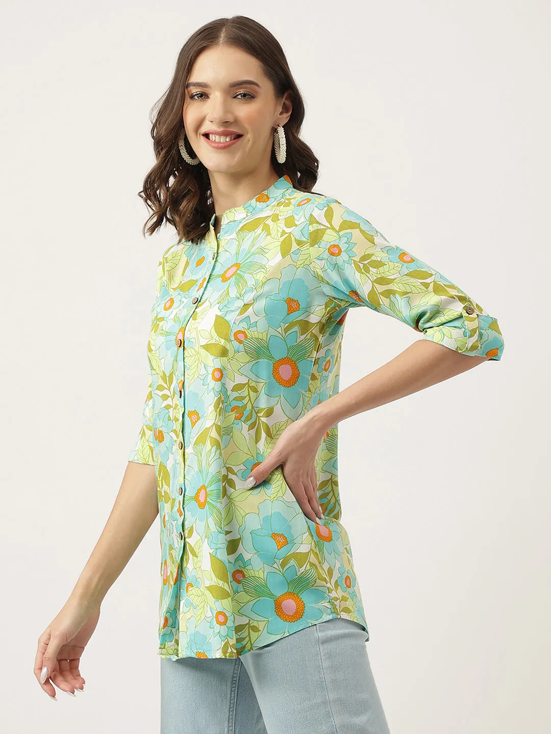 Floral Printed Rayon Regular Top