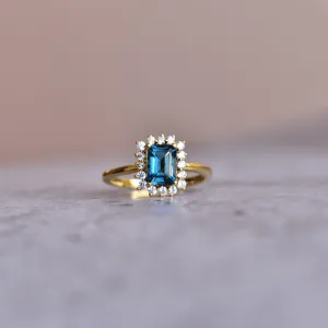 Halo Sparkle - Blue Topaz Ring
