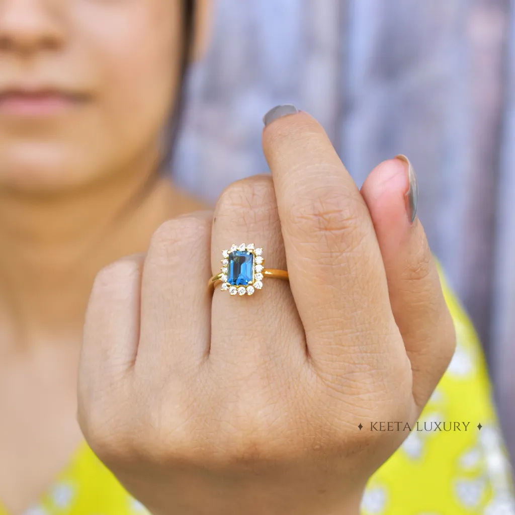 Halo Sparkle - Blue Topaz Ring