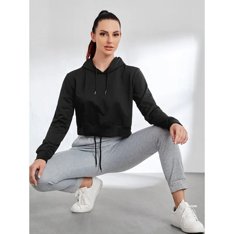 Hooded Solid Casual Running Sports Tee