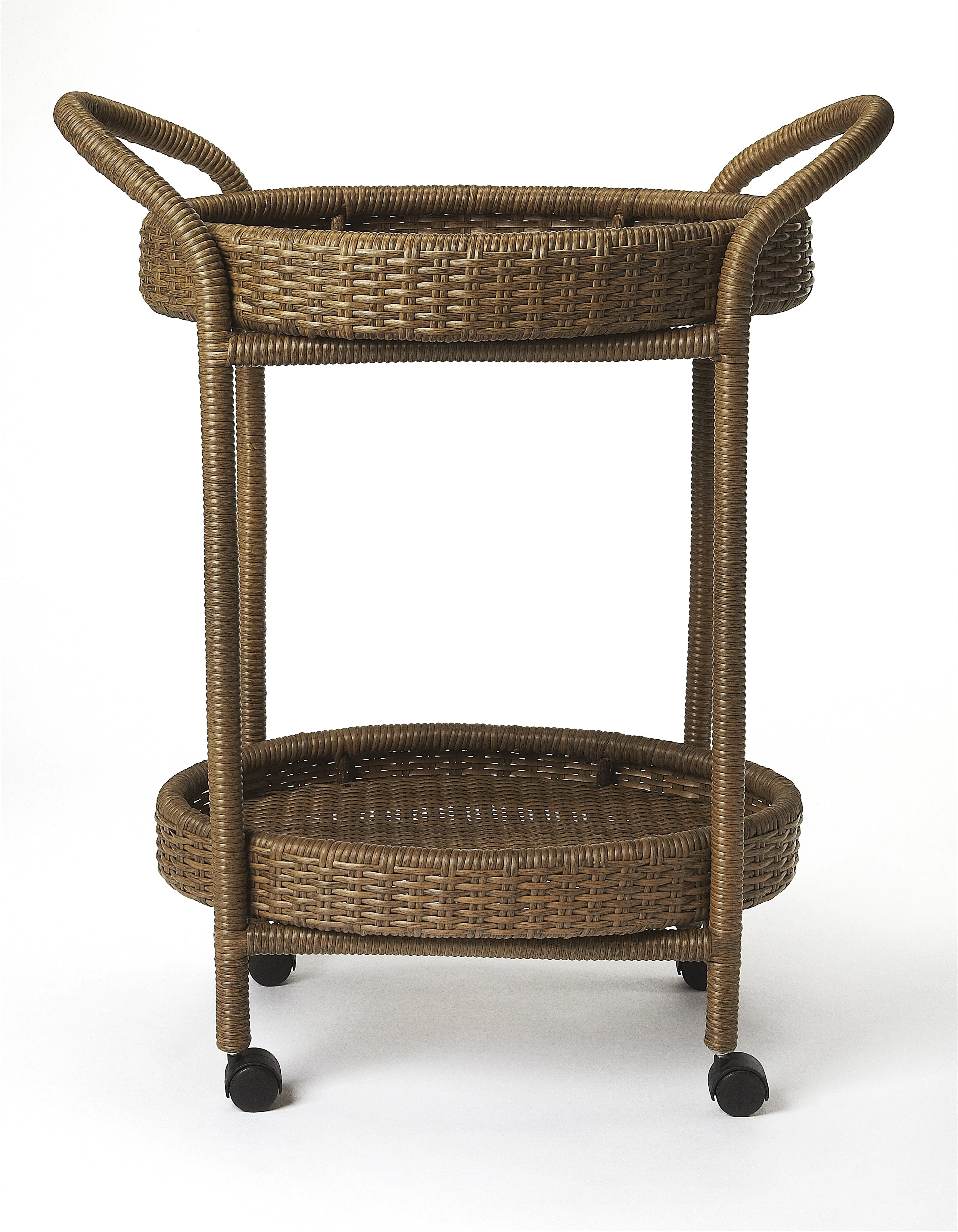 Pevita Rattan Bar Cart in Dark Brown  9396035