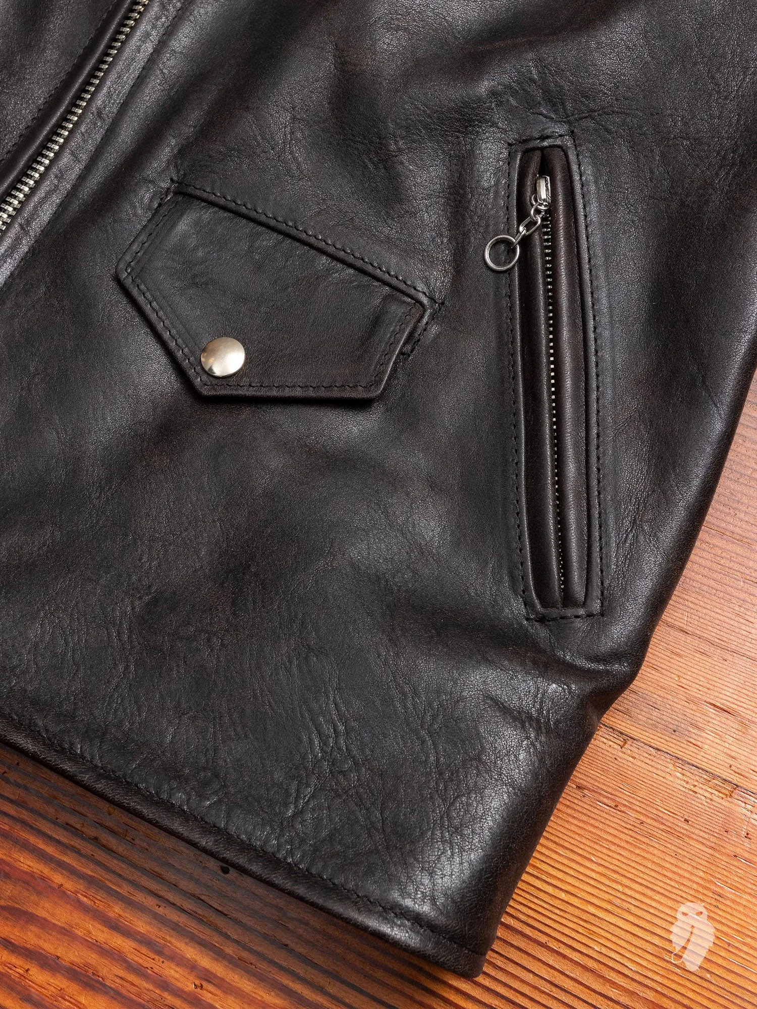 "3sixteen x Schott NYC" Perfecto Leather Jacket in Black