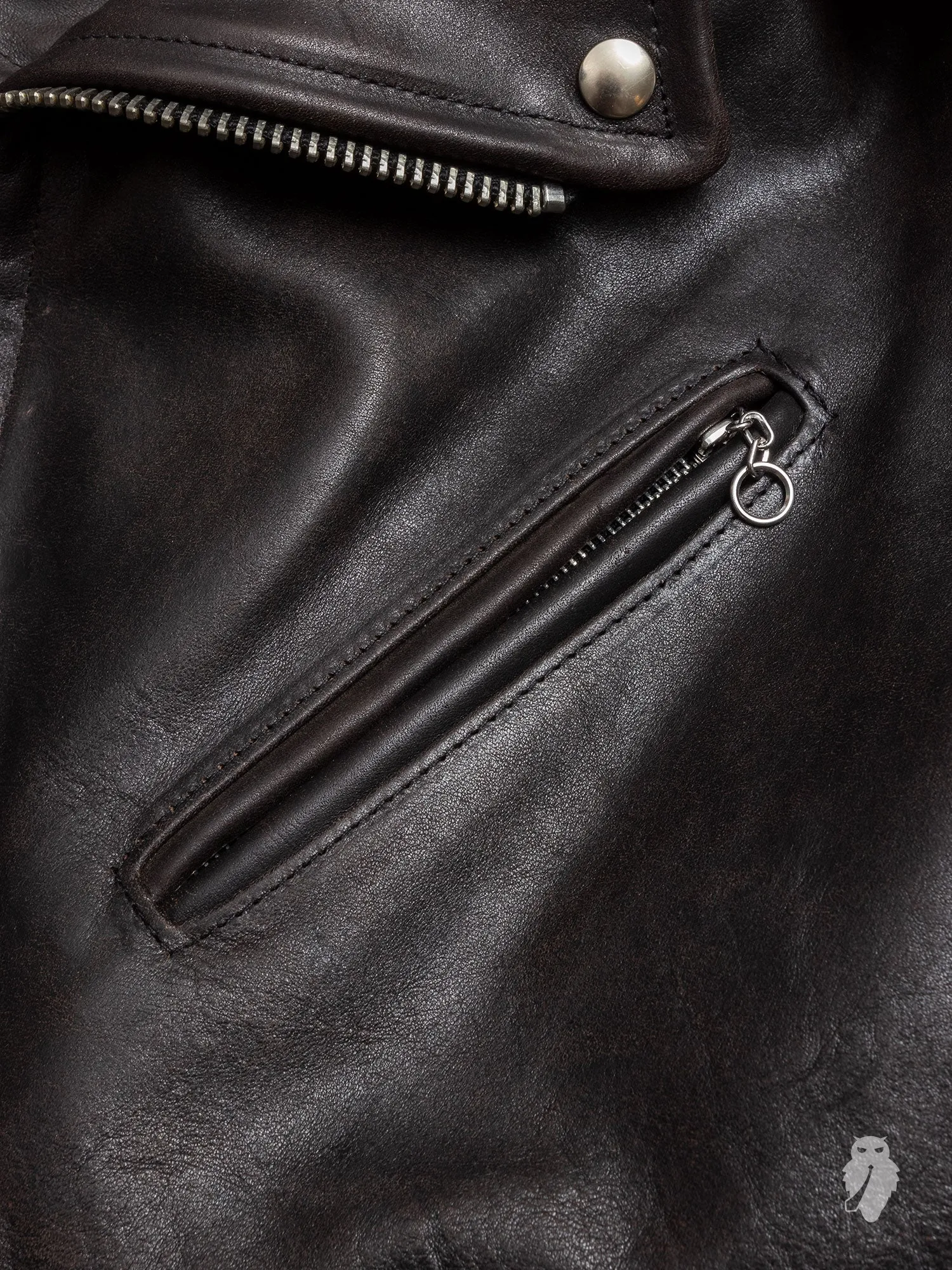 "3sixteen x Schott NYC" Perfecto Leather Jacket in Black
