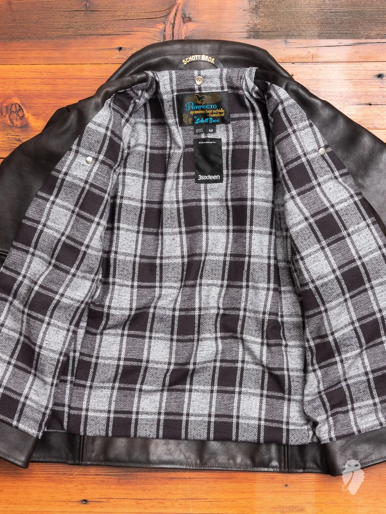 "3sixteen x Schott NYC" Perfecto Leather Jacket in Black