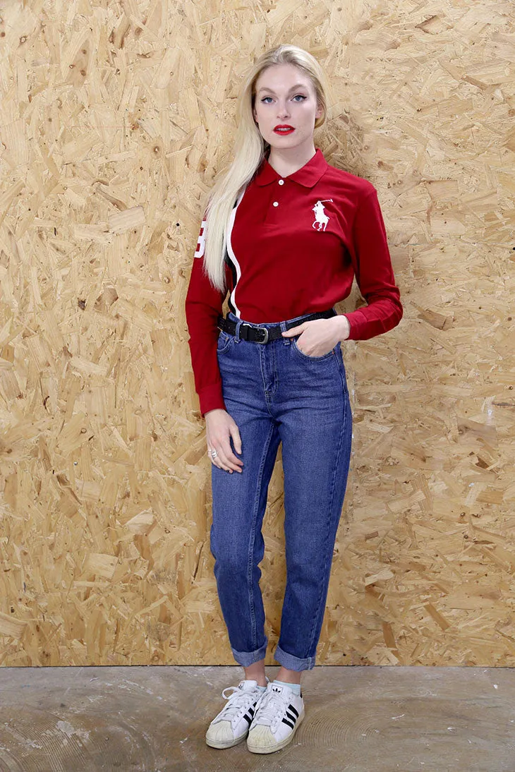 Red Long Sleeved Ralph Lauren Polo Shirt