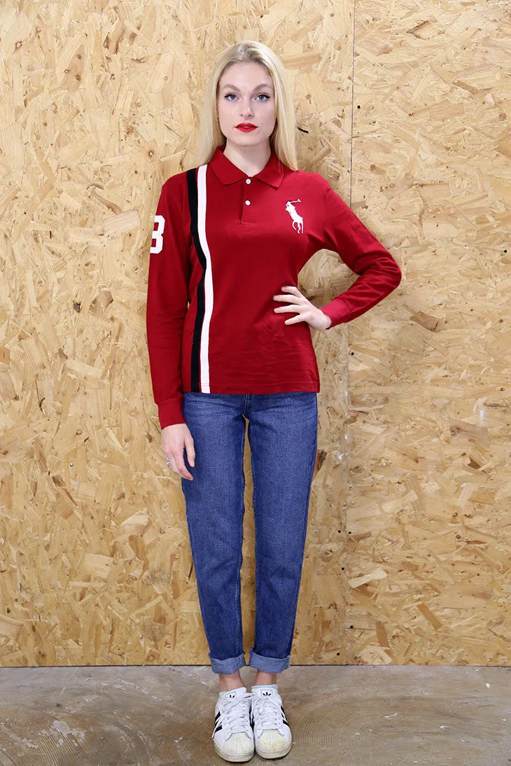 Red Long Sleeved Ralph Lauren Polo Shirt