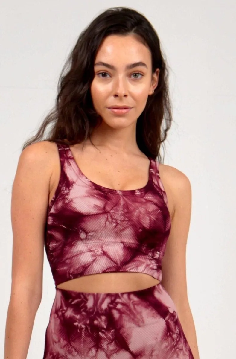 Tie Dye Sports Bra - Washed Red