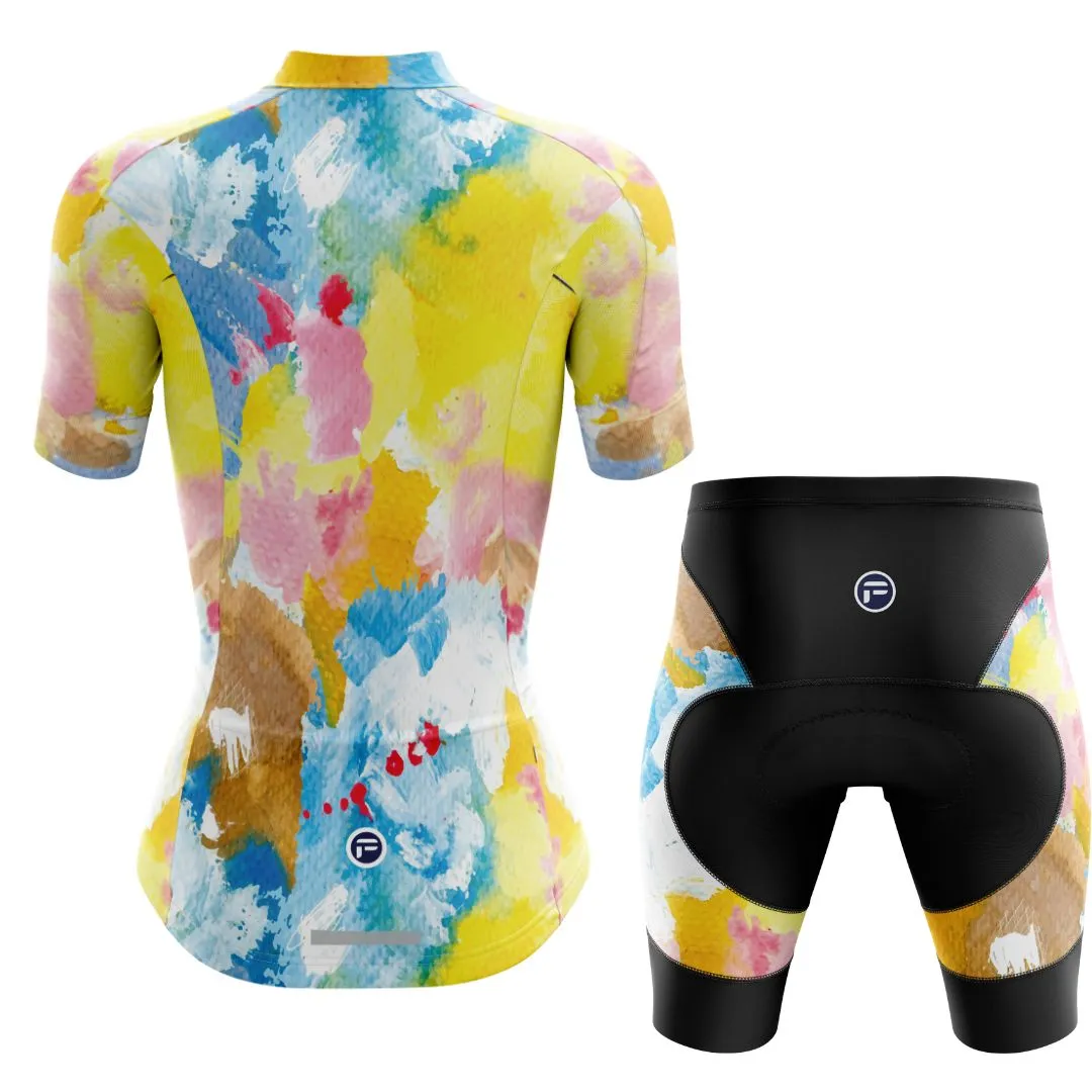 Watercolor Pedal Splash| Women's Short Sleeve Cycling Set