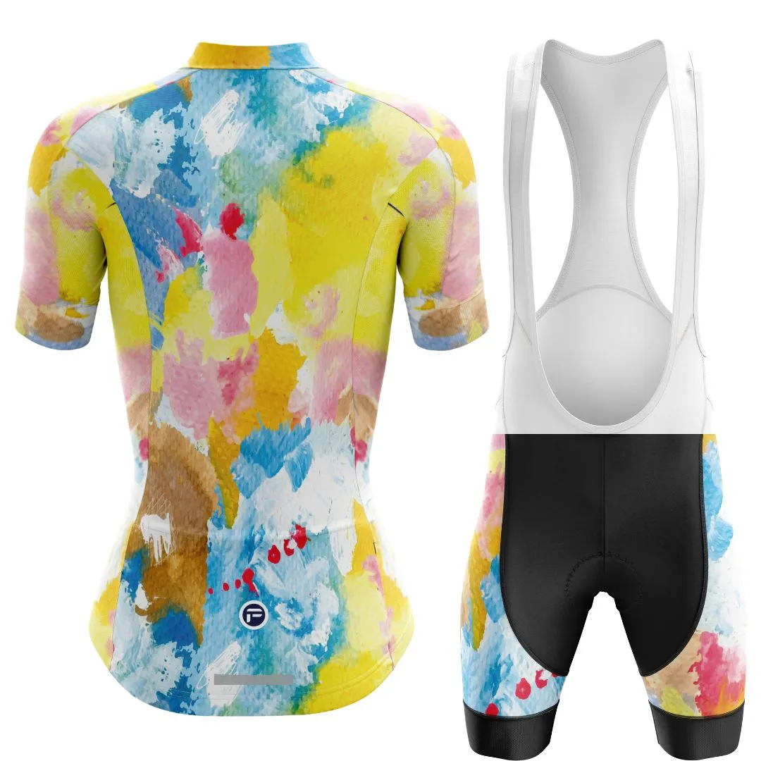Watercolor Pedal Splash| Women's Short Sleeve Cycling Set