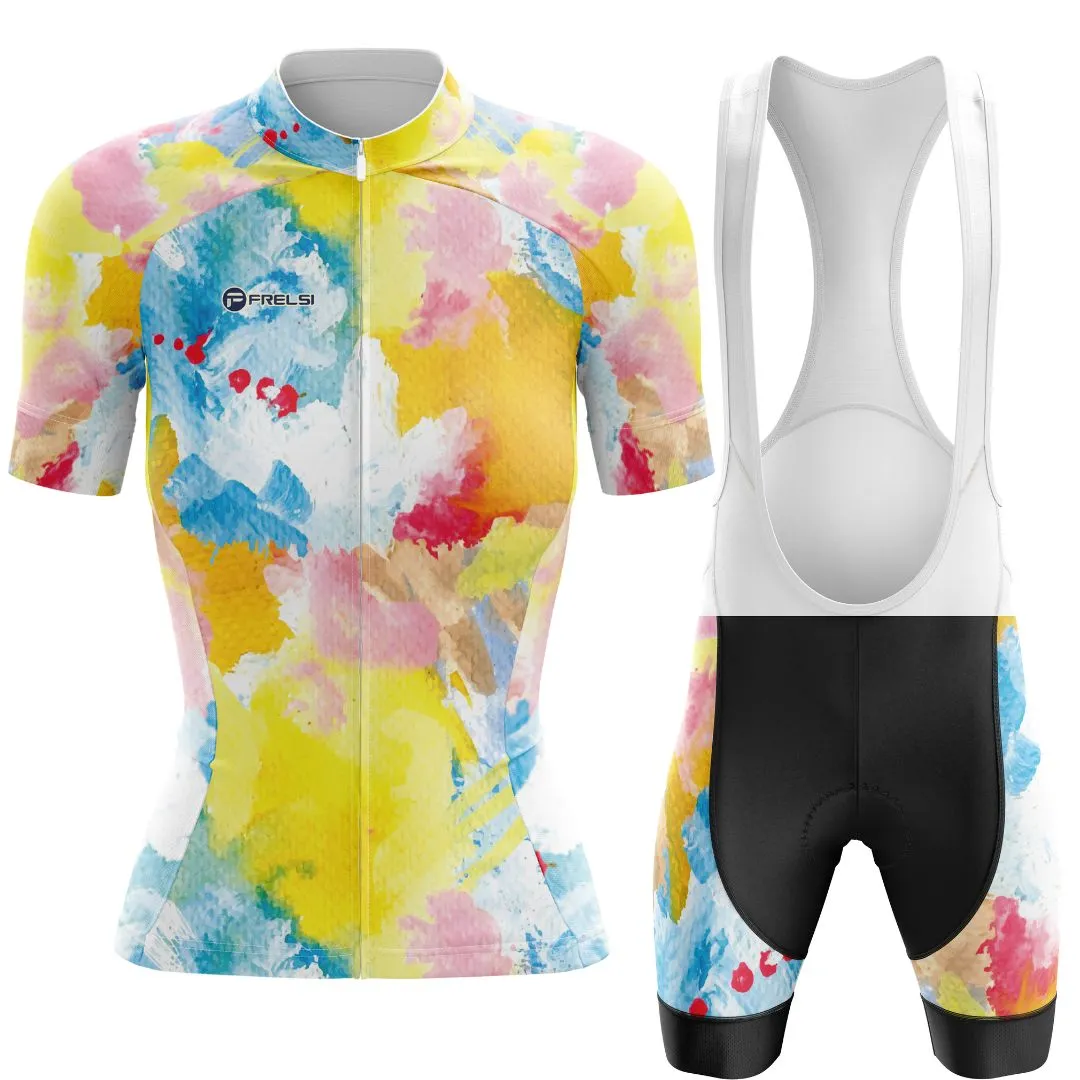 Watercolor Pedal Splash| Women's Short Sleeve Cycling Set