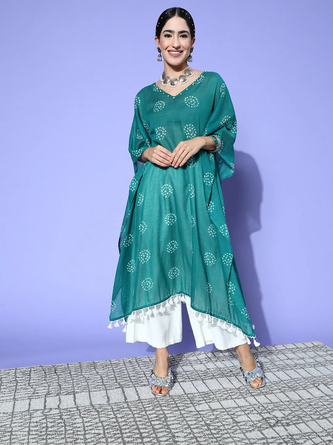 Women Teal Green Pure Cotton Kurta
