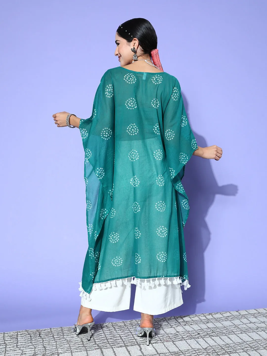 Women Teal Green Pure Cotton Kurta