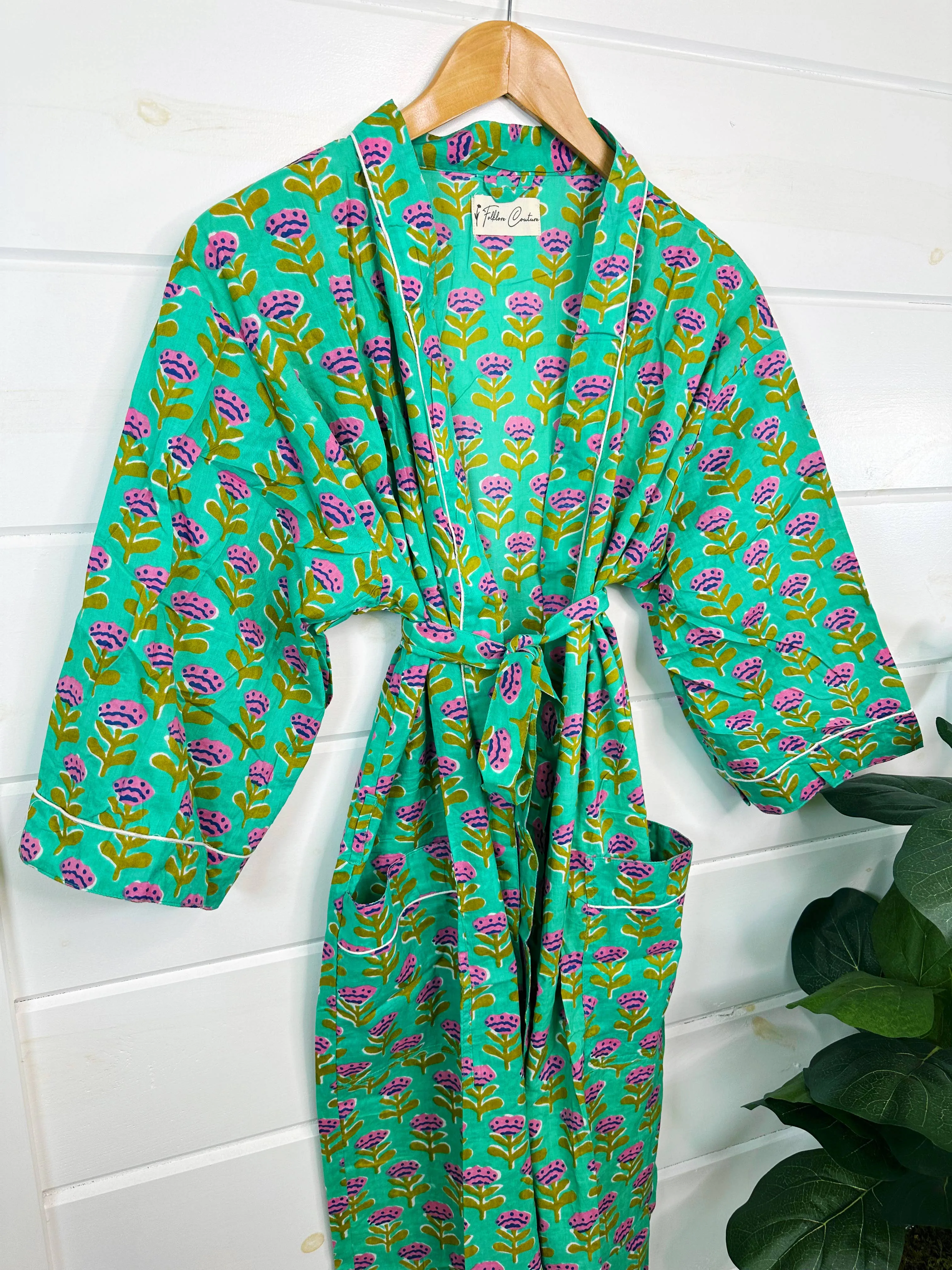 Women's Cotton Robe | Floral Kimono Robes | Block Print